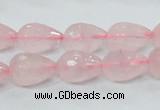 CRQ43 15.5 inches 10*14mm faceted teardrop natural rose quartz beads