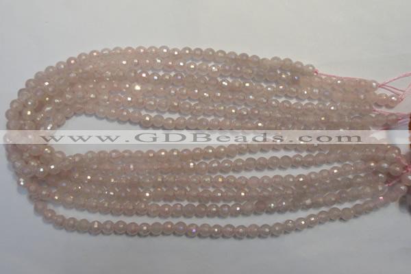 CRQ511 15.5 inches 6mm faceted round AB-color rose quartz beads