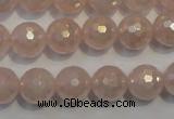 CRQ515 15.5 inches 14mm faceted round AB-color rose quartz beads