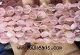 CRQ551 15.5 inches 10mm faceted coin rose quartz beads wholesale