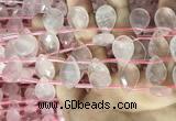 CRQ563 Top drilled 13*18mm faceted briolette rose quartz beads