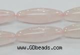 CRQ58 15.5 inches rice 10*30mm natural rose quartz beads wholesale