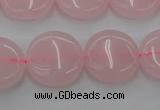 CRQ602 15.5 inches 15mm flat round rose quartz beads wholesale