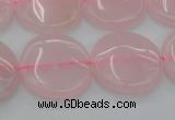 CRQ603 15.5 inches 18mm flat round rose quartz beads wholesale