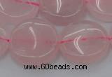 CRQ604 15.5 inches 20mm flat round rose quartz beads wholesale