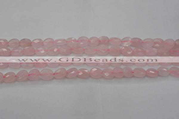 CRQ618 15.5 inches 8*10mm faceted oval rose quartz beads wholesale