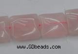 CRQ624 15.5 inches 16*16mm square rose quartz beads wholesale