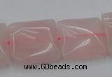 CRQ626 15.5 inches 20*20mm square rose quartz beads wholesale