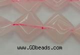 CRQ638 15.5 inches 14*14mm diamond rose quartz beads wholesale