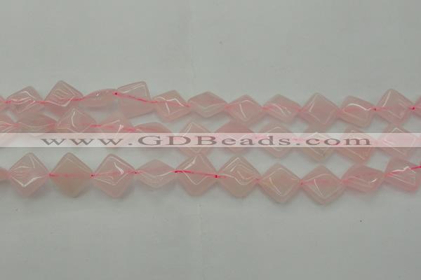 CRQ638 15.5 inches 14*14mm diamond rose quartz beads wholesale