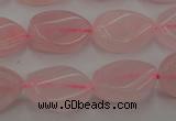 CRQ640 15.5 inches 13*18mm twisted flat teardrop rose quartz beads