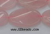 CRQ647 15.5 inches 25*35mm twisted oval rose quartz beads