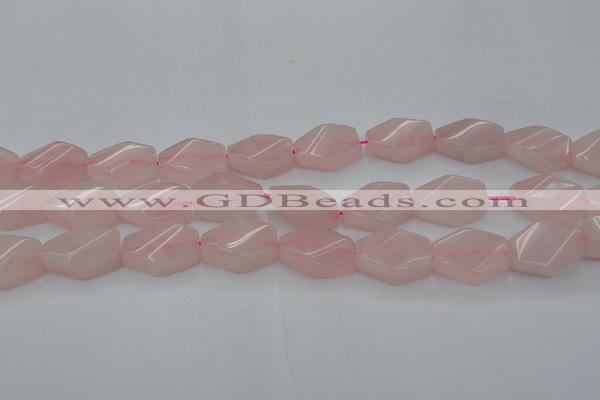 CRQ653 15.5 inches 15*20mm twisted hexagon rose quartz beads