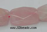 CRQ658 15.5 inches 22*30mm faceted rectangle rose quartz beads