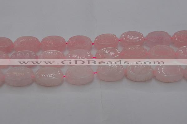 CRQ665 15.5 inches 18*25mm carved oval rose quartz beads