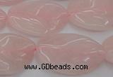 CRQ668 15.5 inches 22*30mm carved leaf rose quartz beads