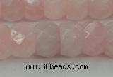 CRQ686 15.5 inches 8*14mm faceted rondelle rose quartz beads