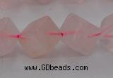 CRQ694 15.5 inches 10*10mm cube rose quartz beads wholesale