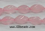 CRQ70 15.5 inches 8*16mm twisted rice natural rose quartz beads