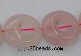 CRQ710 15.5 inches 25mm flat round rose quartz beads