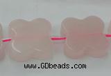 CRQ714 15.5 inches 20*20mm carved flower rose quartz beads