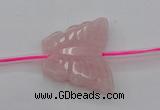 CRQ716 15.5 inches 25*30mm carved butterfly rose quartz beads