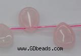 CRQ719 Top drilled 15*20mm flat teardrop rose quartz beads