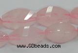 CRQ72 15.5 inches 12*24mm twisted rice natural rose quartz beads