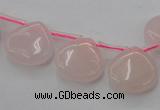 CRQ721 Top drilled 15*15mm flat teardrop rose quartz beads