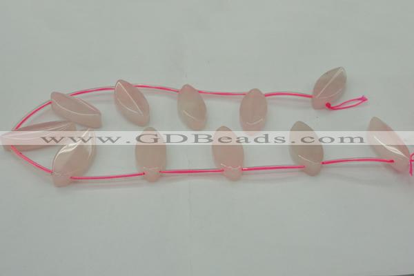 CRQ738 Top drilled 15*35mm marquise rose quartz beads