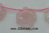 CRQ740 Top drilled 22*30mm carved leaf rose quartz beads