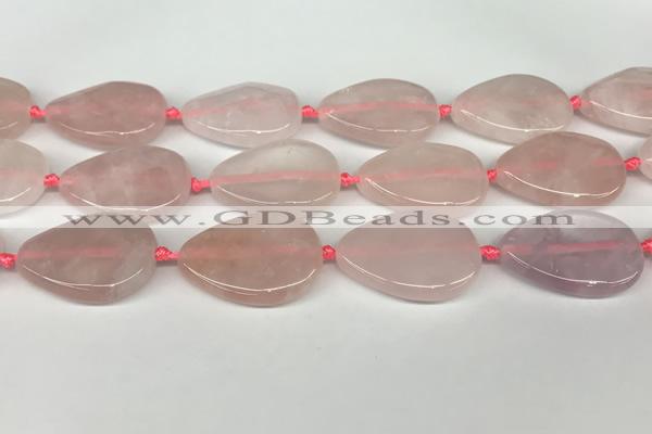 CRQ756 15.5 inches 25*35mm flat teardrop rose quartz beads