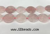 CRQ762 15.5 inches 35mm flat round rose quartz beads