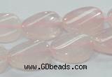 CRQ80 15.5 inches 15*20mm twisted oval natural rose quartz beads