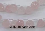 CRQ800 Top drilled 7*7mm faceted teardrop rose quartz beads