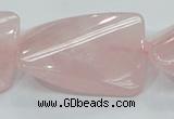 CRQ84 15.5 inches 30*40mm twisted rectangle natural rose quartz beads