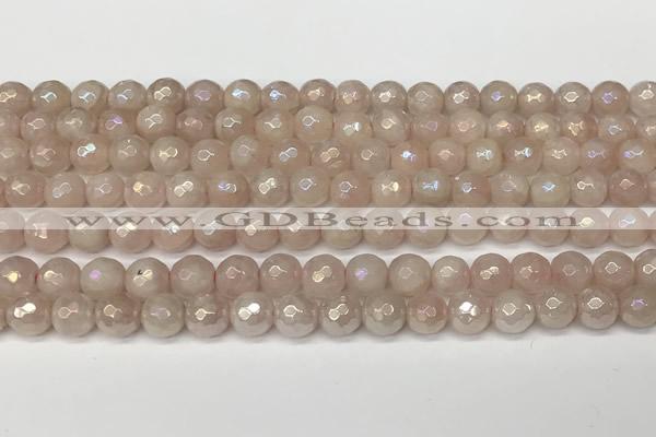 CRQ865 15 inches 6mm faceted round AB-color rose quartz beads