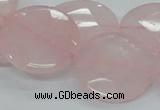 CRQ97 15.5 inches 25mm faceted flat round natural rose quartz beads