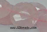 CRQ98 15.5 inches 35mm faceted flat round natural rose quartz beads