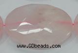 CRQ99 15.5 inches 50mm faceted flat round natural rose quartz beads