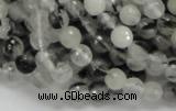 CRU01 15.5 inches 6mm faceted round black rutilated quartz beads