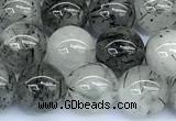 CRU1054 15 inches 10mm round black rutilated quartz beads