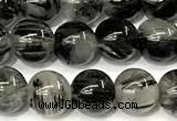 CRU1065 15 inches 6mm round black rutilated quartz beads