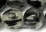 CRU1068 15 inches 12mm round black rutilated quartz beads