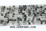 CRU1080 15.5 inches 4mm round black rutilated quartz gemstone beads