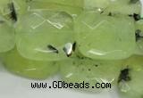 CRU121 15.5 inches 25*25mm faceted square green rutilated quartz beads