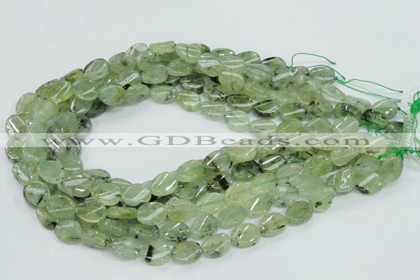 CRU122 15.5 inches 10*14mm twisted oval green rutilated quartz beads