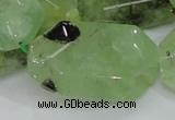 CRU129 15.5 inches 22*38mm faceted rectangle green rutilated quartz beads