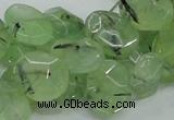 CRU130 15.5 inches 11*13mm faceted freeform green rutilated quartz beads