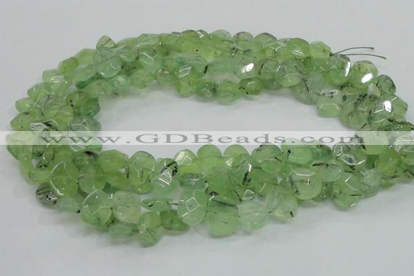 CRU130 15.5 inches 11*13mm faceted freeform green rutilated quartz beads